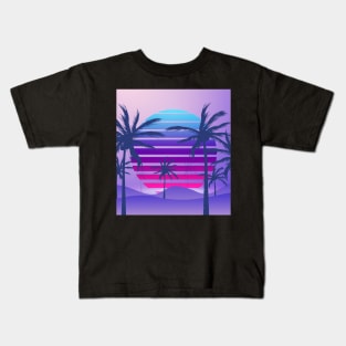 Sundown Purple Synthwave Kids T-Shirt